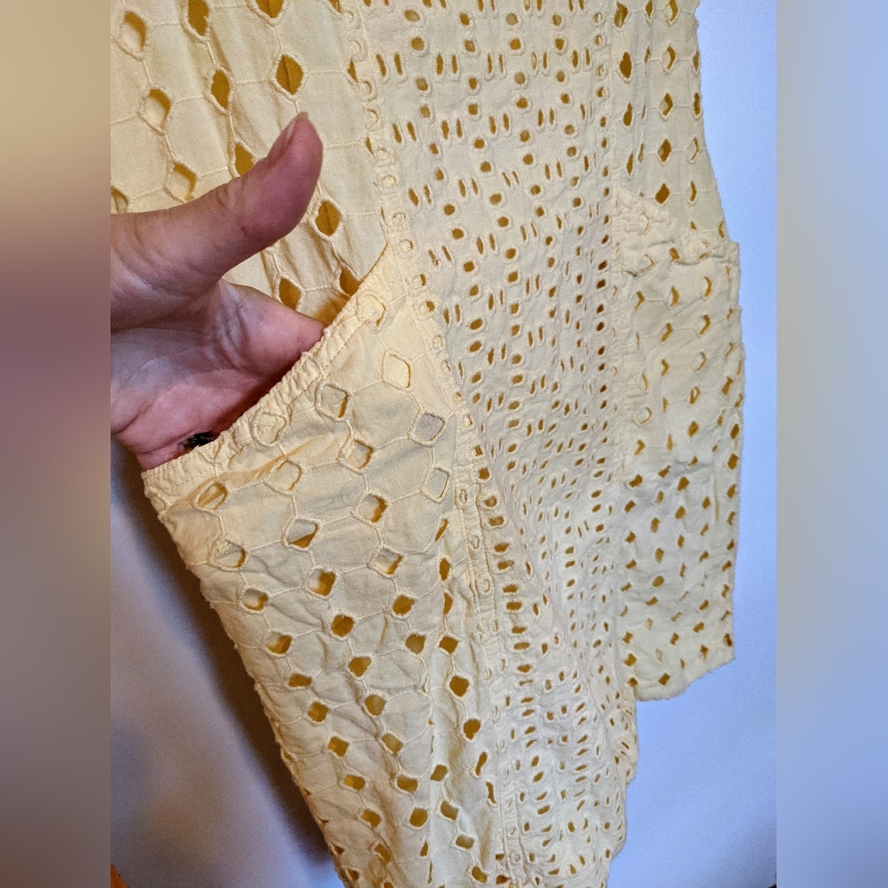 Cynthia Rowley Yellow Cotton Sleeveless Eyelet Sheath Dres sz 4 - Picture 5 of 13